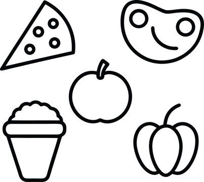 Food Doodle Set Line Art on White Background Transparent Background
