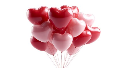 Group of red and pink heart shaped balloons