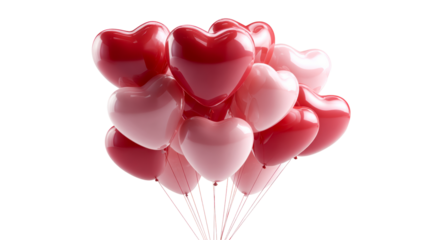 Group of red and pink heart shaped balloons