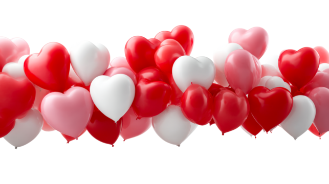 Collection of Heart Shaped Balloons in Red and Pink Hues