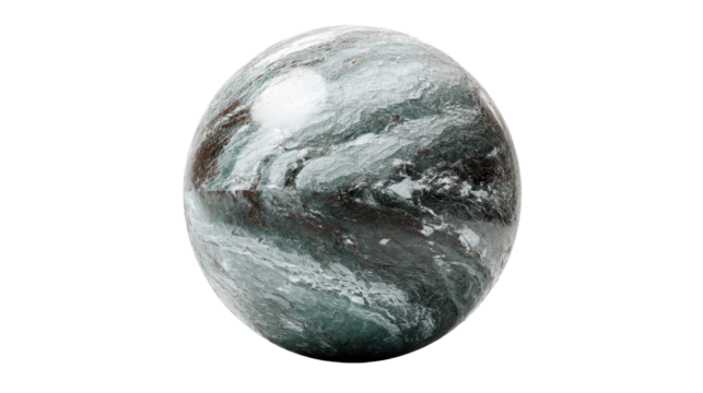 Textured oval stone with abstract green and brown marbling