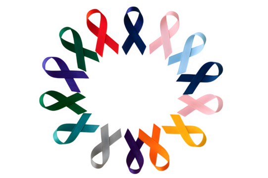 Circle of Colorful Awareness Ribbons — Symbol of Unity and Diversity (Transparent PNG)