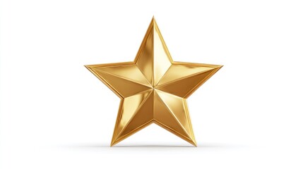 Obraz premium A single golden star with a glossy finish, standing upright against a white background.