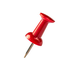 Red push pin isolated on white background