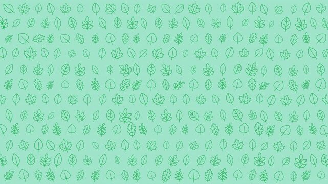 Vibrant green leaf pattern with tiny eco symbols creating an organic and fresh visual for environmental or nature-related video projects.