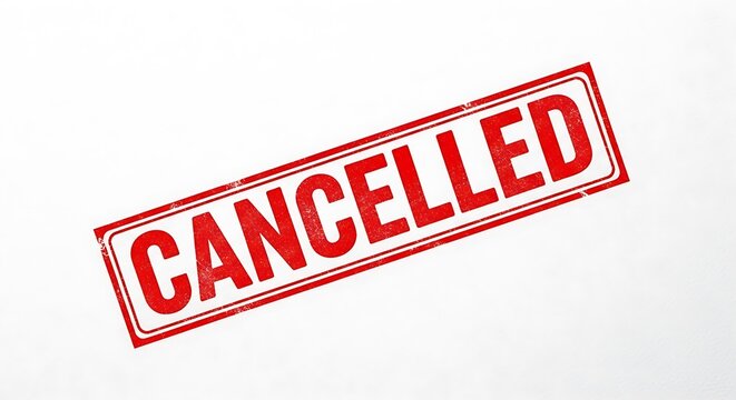 Red cancelled stamp on white background indicates termination event