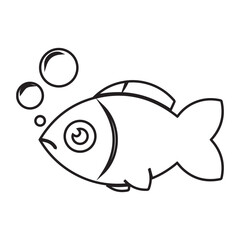 Obraz premium Fish Icon with Bubbles