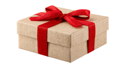 Gift Box With Red Ribbon Bow Isolated