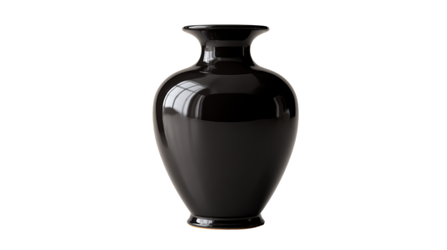 Glossy Black Ceramic Vase with Elegant Shape
