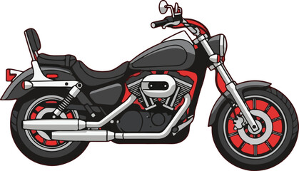 Vector Illustration of Motorcycle in Modern Style with Red and Black Color Scheme