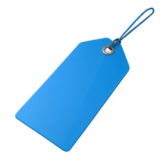 Blue blank price tag 3d render icon isolated on white background