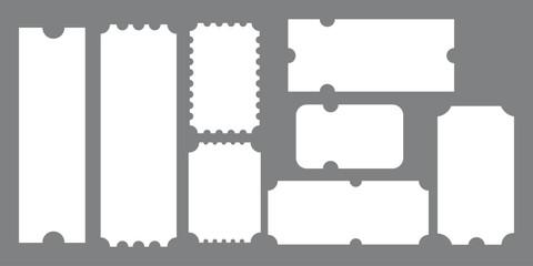 Ticket label set. Coupon boucher blank template. Vector illustration. 