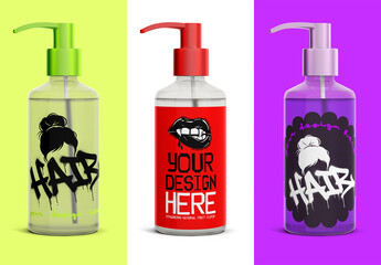 Transparent Pump Bottle Mockup PSD | Cosmetic, Lotion, Soap, Liquid Dispenser