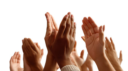 Many different hands clap in appreciation for achievement