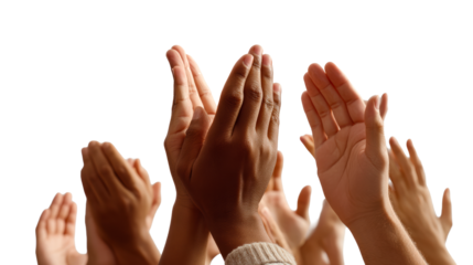 Many different hands clap in appreciation for achievement
