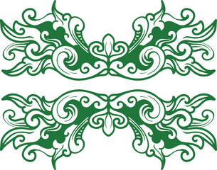 Fototapeta premium featuring a vintage ornamental design with green carvings