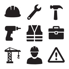 Construction Worker Silhouette Vector Set.eps