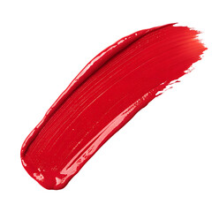 Red paint stroke on white background