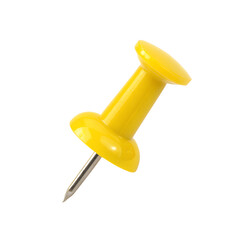 Yellow push pin isolated on transparent background