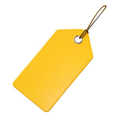 Yellow blank price tag isolated on white background