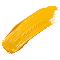 Yellow paint stroke on white background