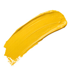 Yellow paint stroke on white background
