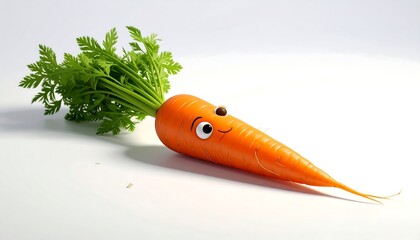 Whimsical Carrot Character with Googly Eyes and Green Top.