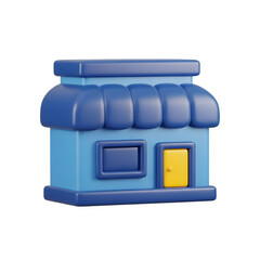 Modern 3D Business Shop Icon Retail Store Concept with transparent background