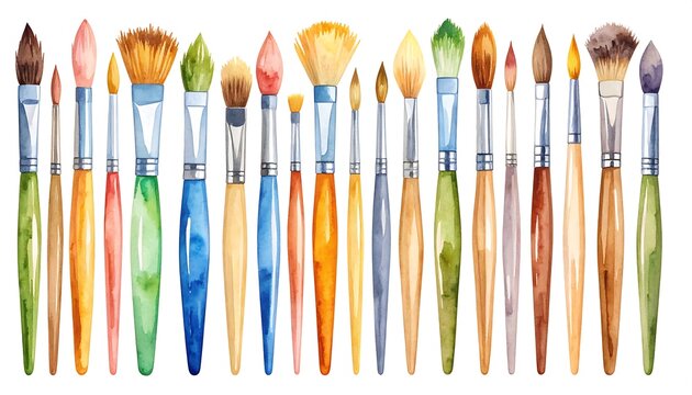 Watercolor Paintbrushes - A Colorful Collection for Artistic Expression.