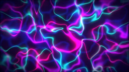 Vibrant neon light background with abstract glowing lines and colorful pattern