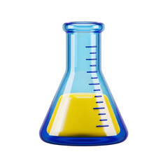 Modern Chemistry Flask Yellow Liquid Scientific Research Icon with transparent background