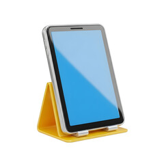 Modern Digital Tablet Mockup with Blank Screen on Yellow Stand with transparent background