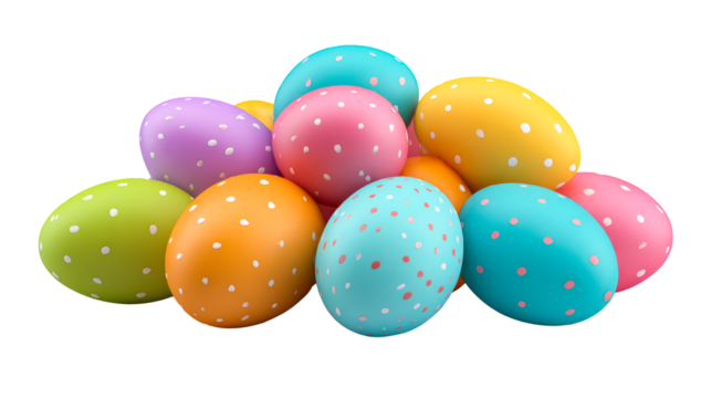 Assortment of Colorful Polka Dot Easter Eggs