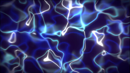 Abstract blue and white light streaks create a mesmerizing background