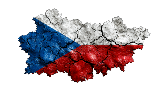 Cracked national map symbol of Czech Republic with flag