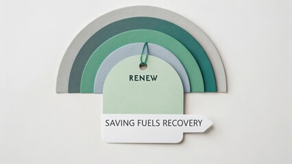 Colorful paper cutouts in various shades of green displaying message about sustainability and recovery in creative design