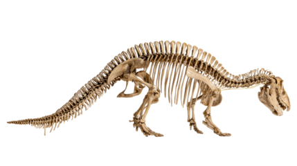 Large dinosaur skeleton fossil display