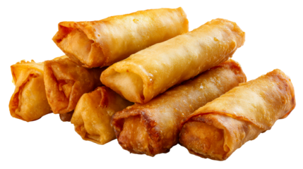Golden Fried Spring Rolls Stacked Group