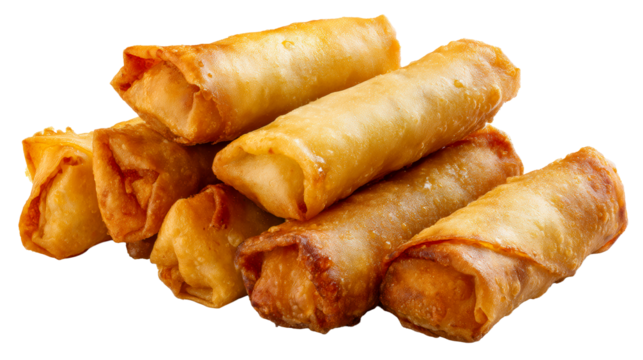 Golden Fried Spring Rolls Stacked Group