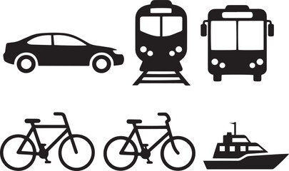 Silhouette Icons of Transportation Vehicles automobile