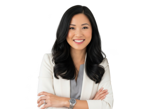 Smiling asian woman professional isolated on transparent background