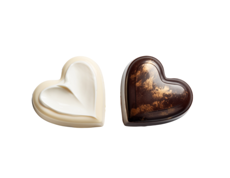  Two heart-shaped chocolate, cream and foundation variations bundle isolated on transparent background