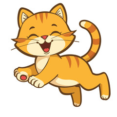 Fototapeta premium Playful Cartoon Orange Tabby Kitten Running