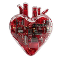 Digital Heart of Innovation: A conceptual representation of the human heart transformed into an intricate digital circuit board, symbolizing the convergence of technology and life.