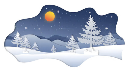 Wintertime snow-covered mountain scenery