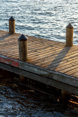 Golden Hour Sunlight on Wooden Pier