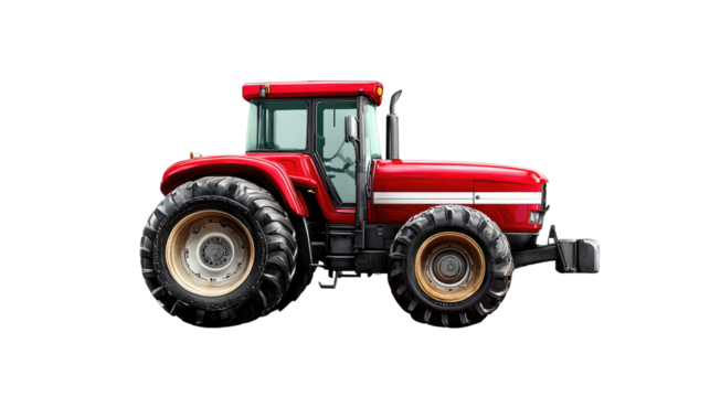 Red Tractor: A robust and vibrant red tractor stands as a symbol of agricultural prowess, ready to till fields and cultivate crops. Capturing the essence of farming and agricultural machinery.