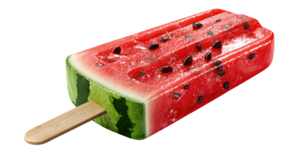 Refreshing Watermelon Ice Pop: Capturing the essence of summer, a vibrant watermelon ice pop invites you to experience a sweet, cooling sensation, perfect for a hot day.