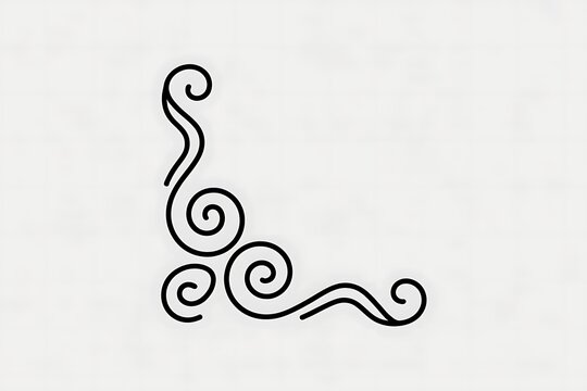 Simple black swirl corner flourish with organic curves and spirals on a white background image photo - Powered by Adobe