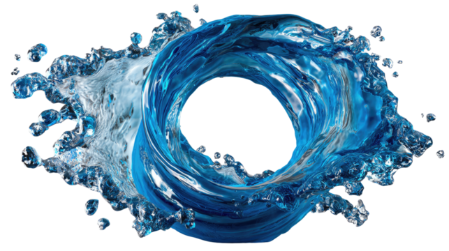 Ocean Whirlpool: The mesmerizing beauty of a swirling water vortex, with crystal-clear drops and the intense blue hue, creating an immersive aquatic dance.